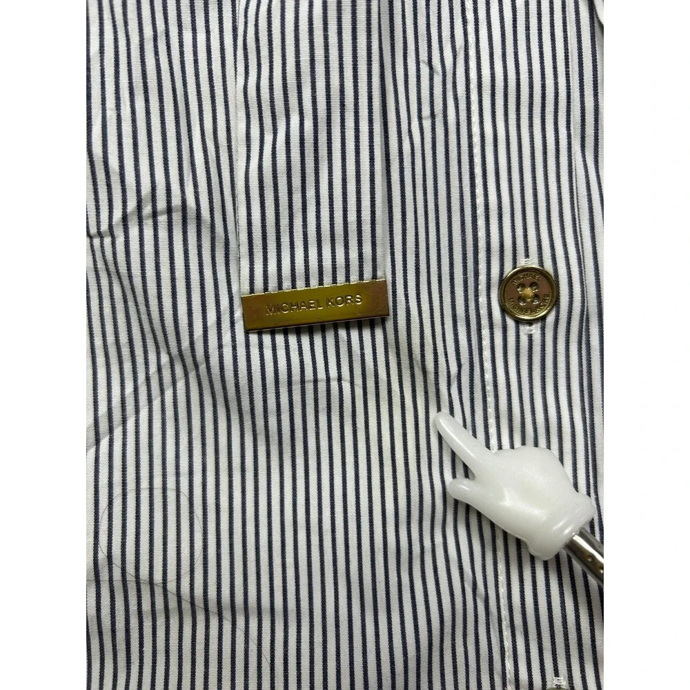 Michael Kors Shirt Dress Cotton Elastane Striped Blue White M Womens